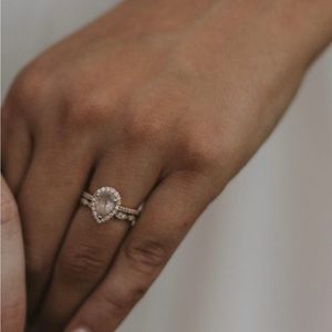 Rose gold engagement ring and wedding band set, size 4.